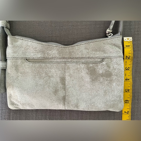 HOBO textured- or distressed-look small crossbody genuine leather bag gray EUC - Picture 10 of 11